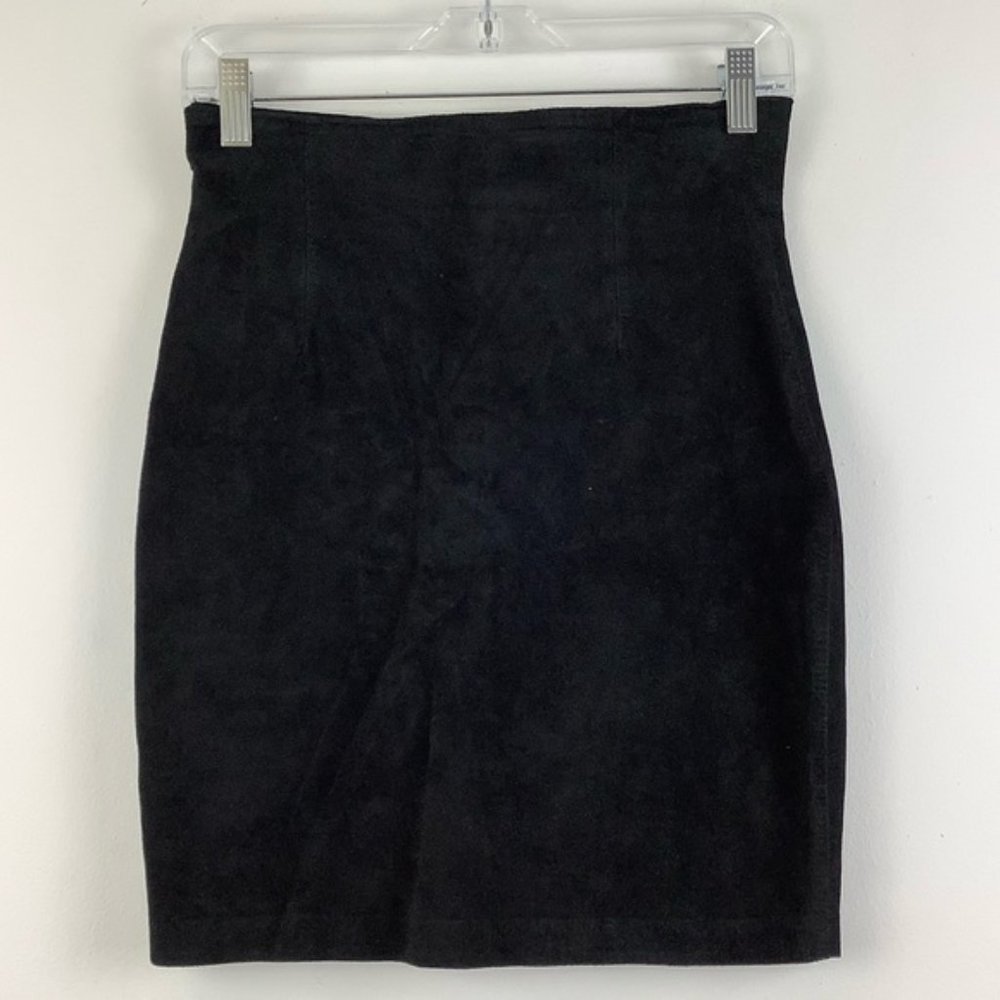 Vintage Vivienne Tam Suede Leather Skirt in Black - Picture 1 of 4